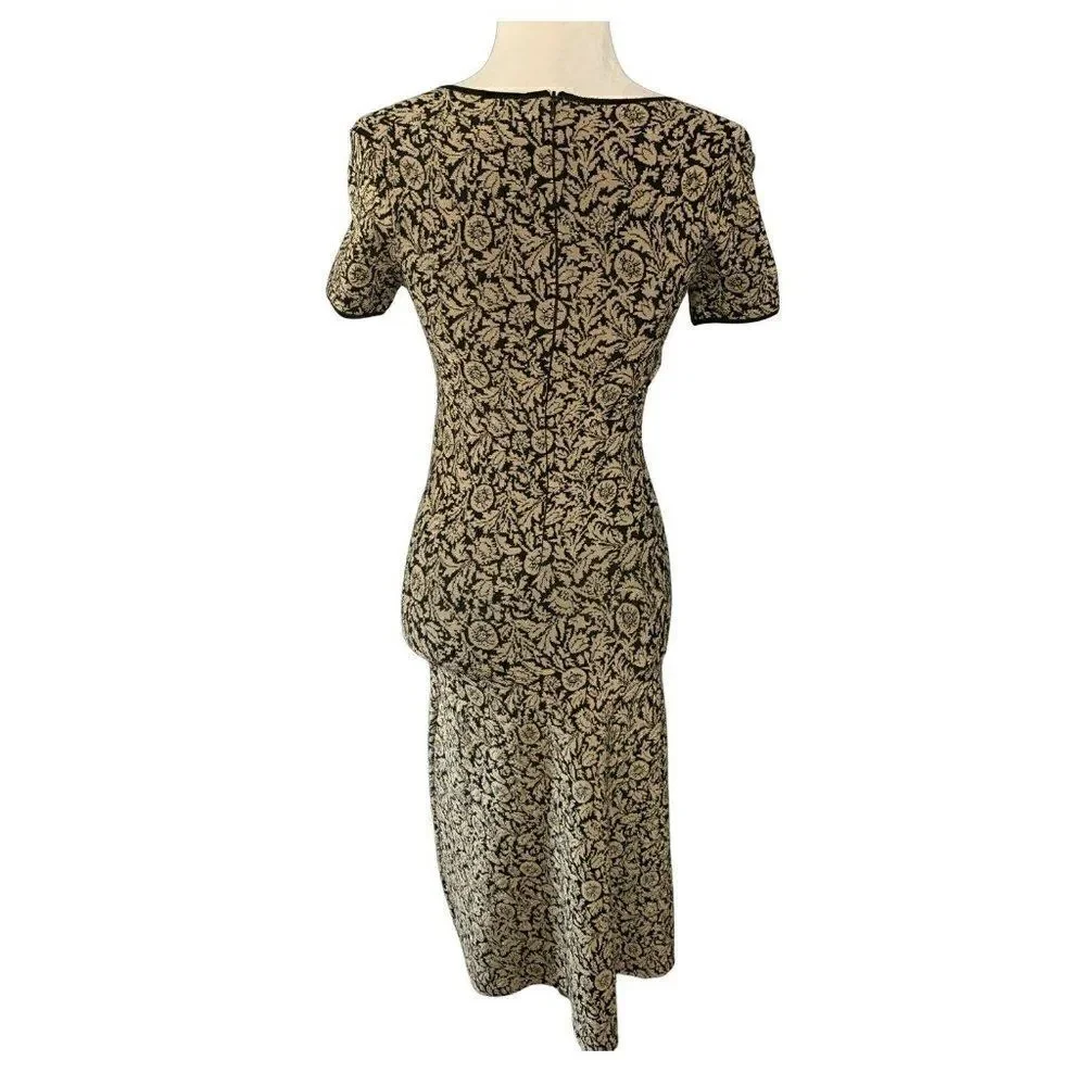 michael kors womens beige black short sleeve Sweater midi dress Xxs 00